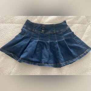 Girls Pleated Jean Skirt - size 14 with soft built-in shorts